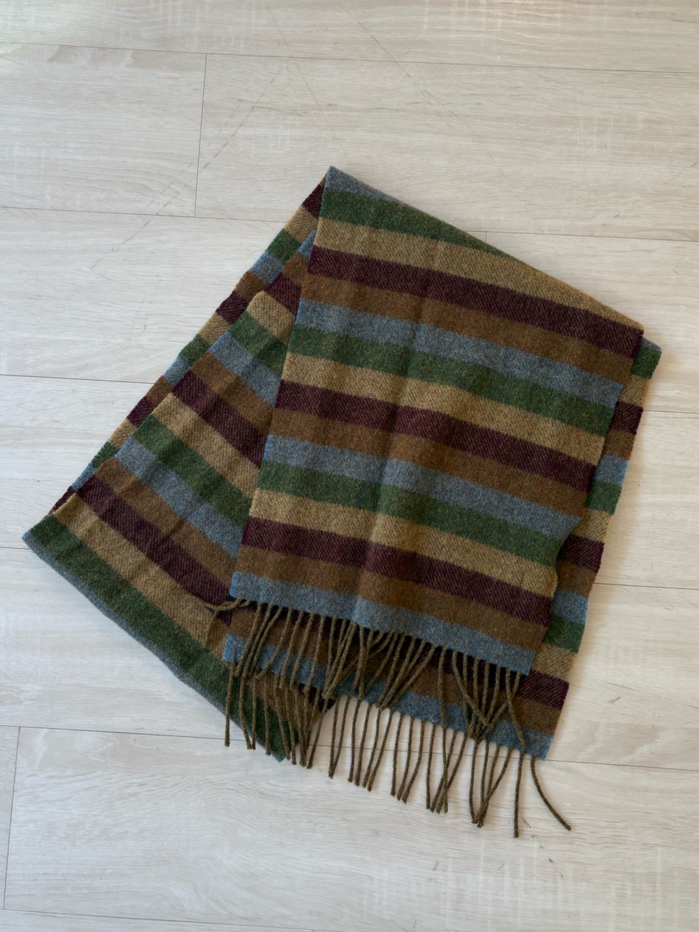 L.L. Bean Woven Multicolored Stripped Wool Scarf